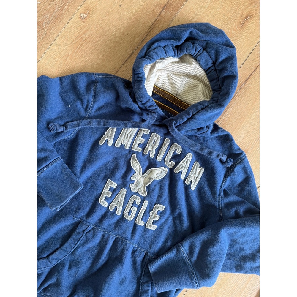 Vintage American Eagle Mens Eagle thermal hood Hoodie Sweatshirt Sz medium y2k